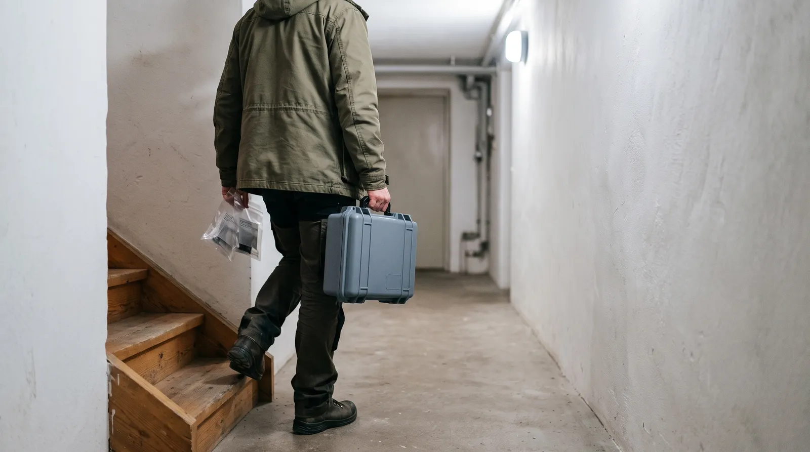 En tekniker mäter radon i Ensta